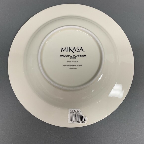 Mikasa Palatial Platinum L3235 Fine China Rimmed Soup Cereal Pasta Bowl 8 5/8 - Picture 4 of 6